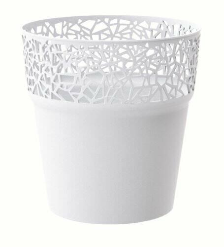 Fioriera con pizzo TREE bianco 14,5 cm
