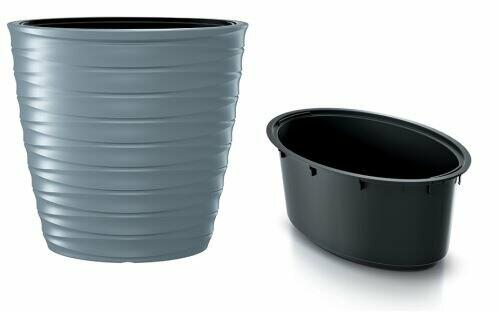 Fioriera ovale alta con inserto FREZE grigio chiaro 59,3 cm