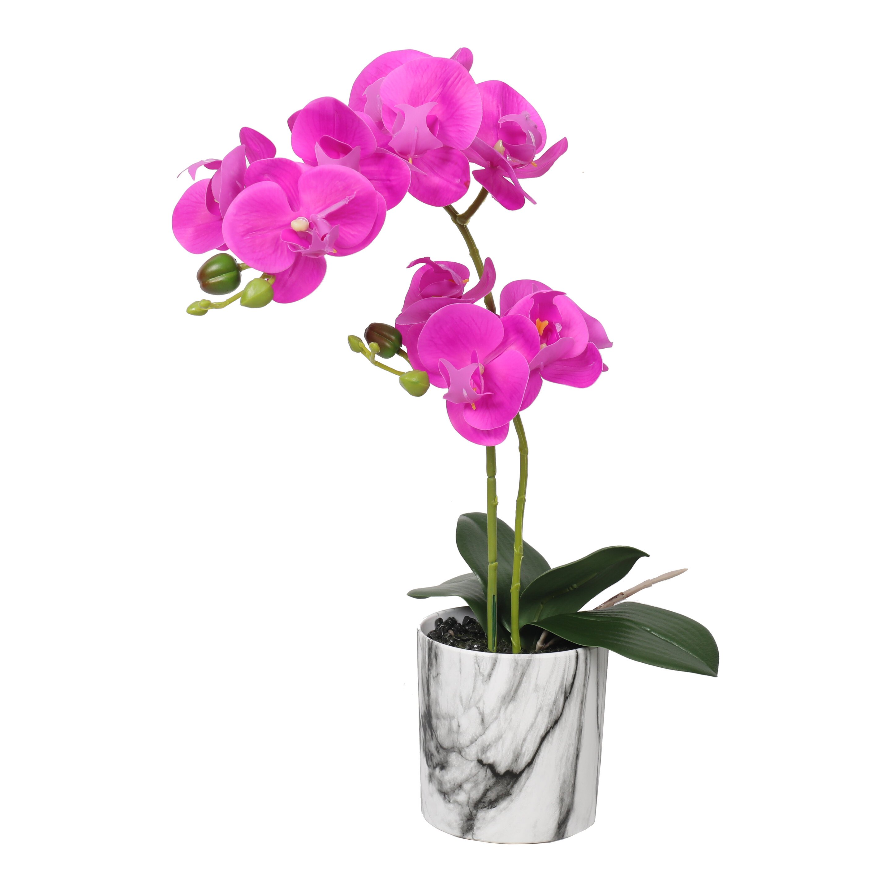 Orchidea artificiale fucsia con vaso decorazione natalizia per interno –