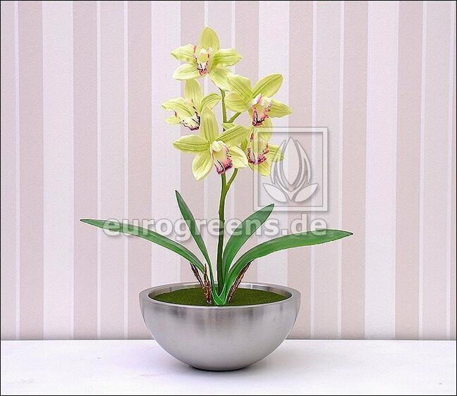 Pianta artificiale Orchidea Cymbidium verde chiaro 50 cm