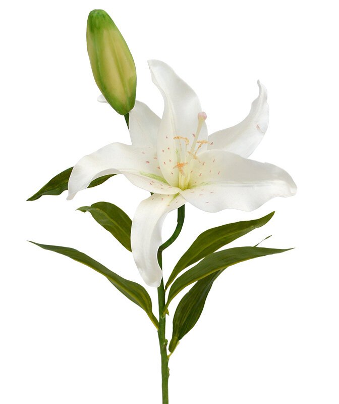 Leaf Pianta Artificiale Giglio Stargazer Rosa - Altezza 90 Cm - Fiori Grandi In Seta E Plastica Per Decorazione Interni