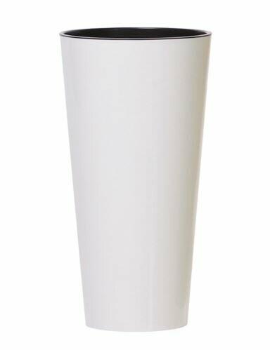 Vaso TUBUS SLIM + deposito bianco lucido 25cm